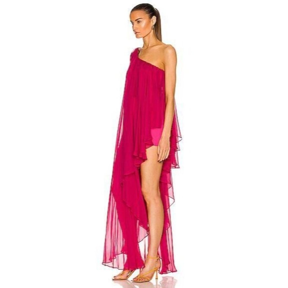 Dolce & Gabbana Boat Neckline Dress Raspberry Rose Pink Silk - Picture 2 of 8